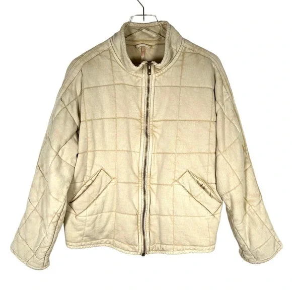 Free People dolman quilted jacket in vanilla cream size XS - Picture 4 of 16